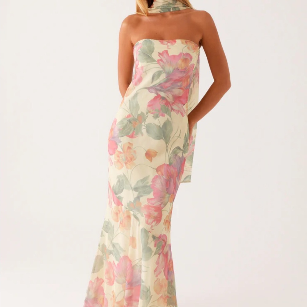 Peppermayo Strapless Floral Dress - Pink and Green